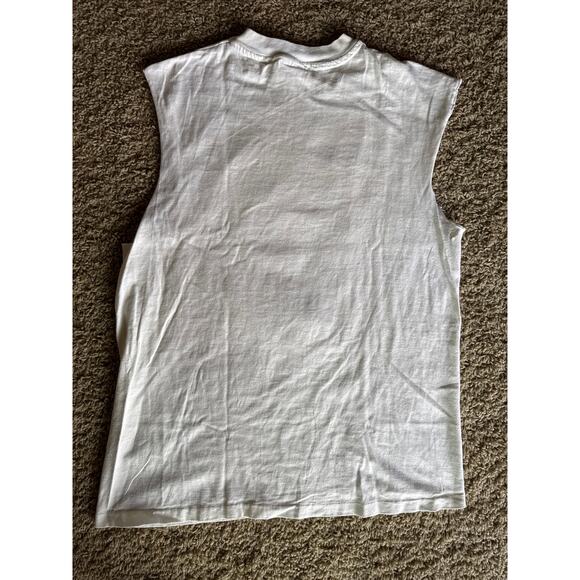 VTG Stephen Rosser L USA Made Single Stitched Hanes Beefy White Cutoff Sleeves - Picture 4 of 6